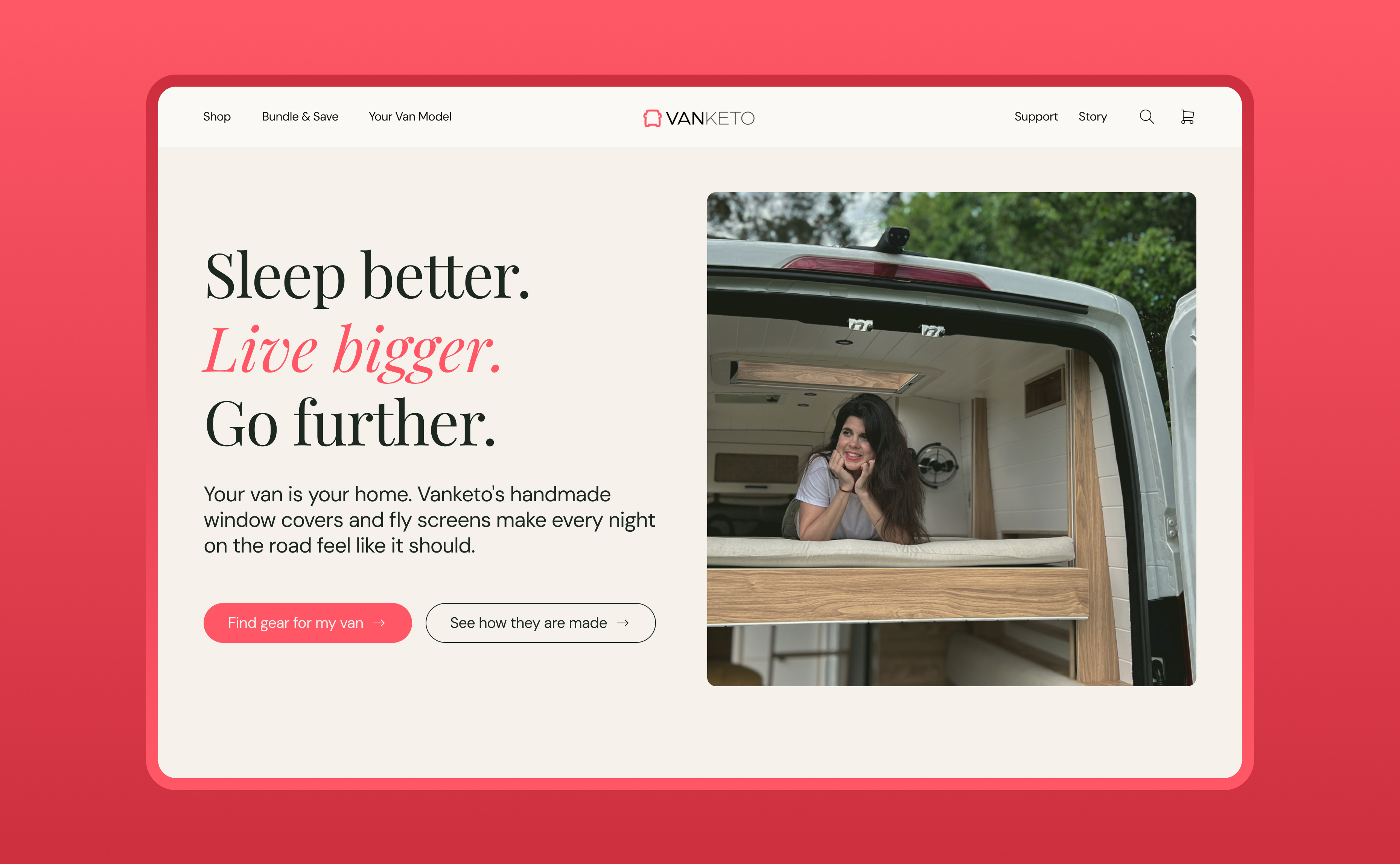 Vanketo — E-commerce redesign for Aussie van gear